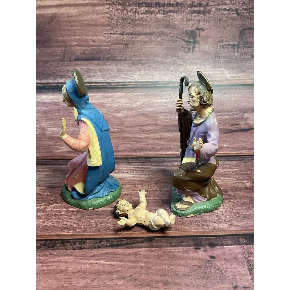 Mary,Joseph,Depose Italy,Nativity Figurines,Vintage,Set/3 Missing Manger